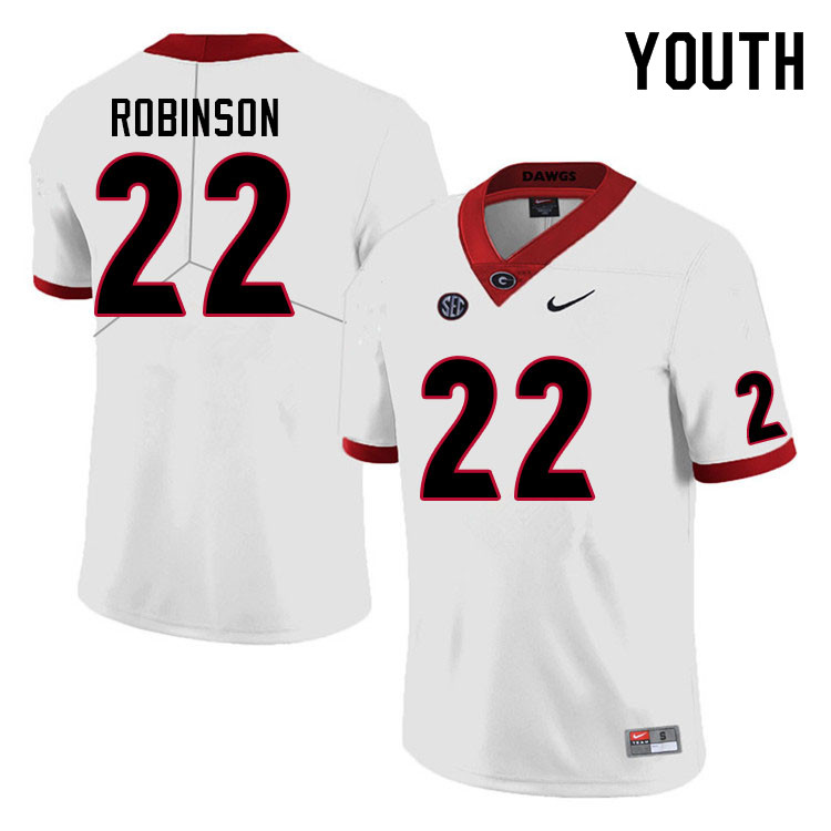 Youth #22 Branson Robinson Georgia Bulldogs College Football Jerseys Sale-White